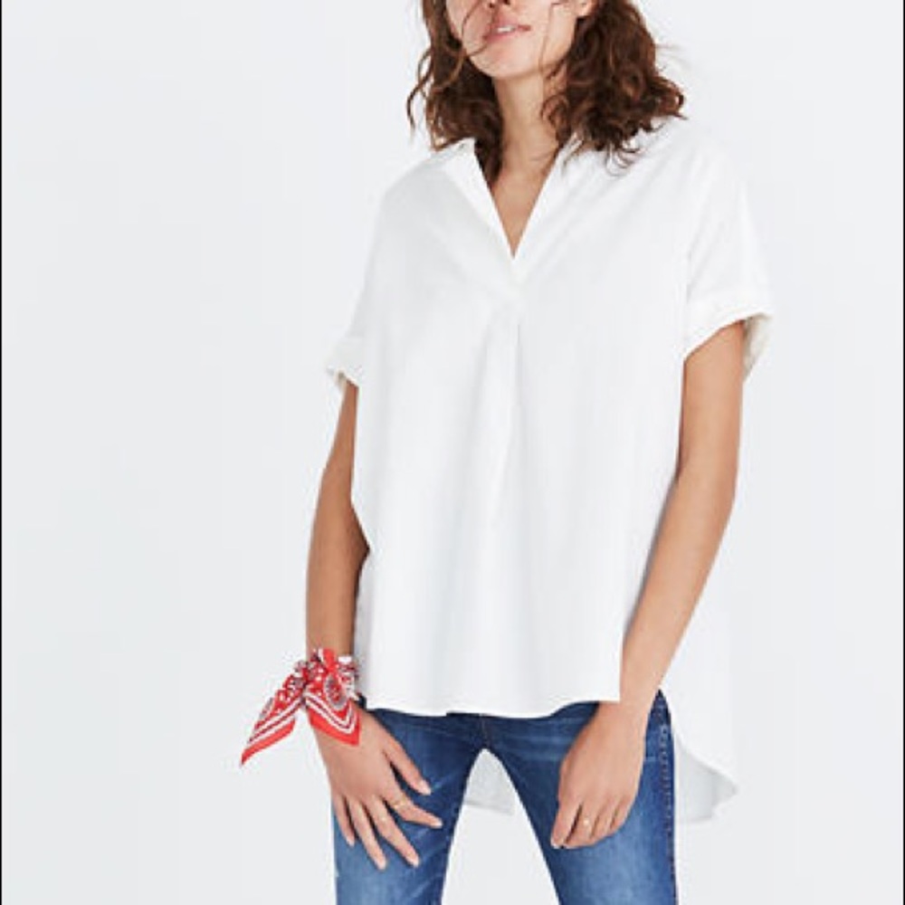 Madewell Courier Button-Back Shirt in Pure White